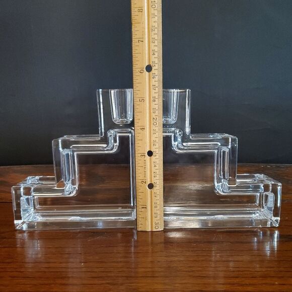 Vintage 1930's Metropolitan Museum of Art Wilber Orme Glass Candlestick Pair - Picture 6 of 9